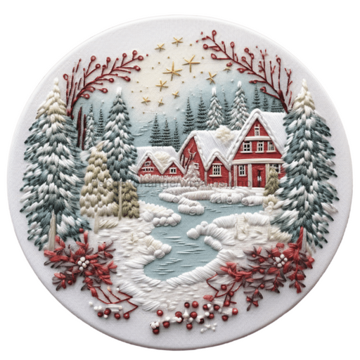 Winter Sign Christmas Scene Decoe-4872 10 Metal Round