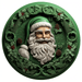 Winter Sign Green Santa Dco-00650 For Wreath 10 Round Metal