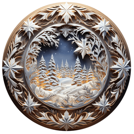 Winter Sign Lighted Scene Decoe-4900 10 Metal Round