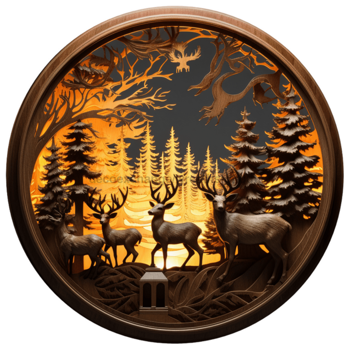 Winter Sign Lighted Scene Decoe-4923 10 Metal Round