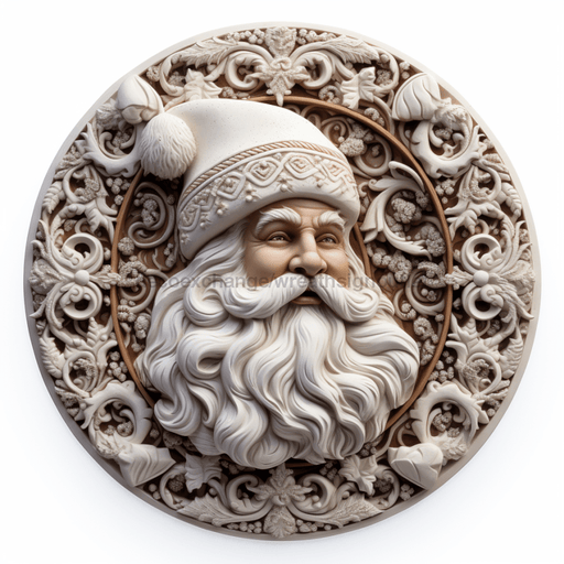 Winter Sign Santa Dco-00647 For Wreath 10 Round Metal