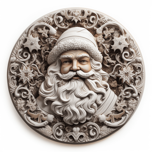 Winter Sign Santa Dco-00653 For Wreath 10 Round Metal