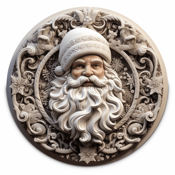 Winter Sign Santa Dco-00654 For Wreath 10 Round Metal