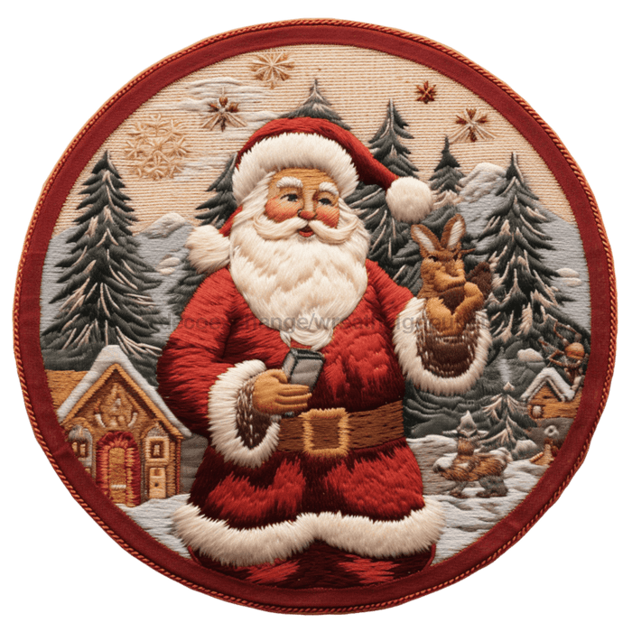 Winter Sign Santa Decoe-4868 10 Metal Round