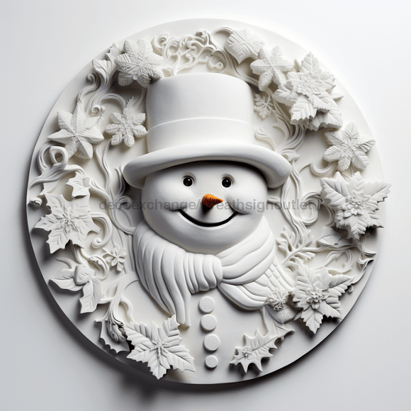 Winter Sign Snow Man Dco-00646 For Wreath 10 Round Metal