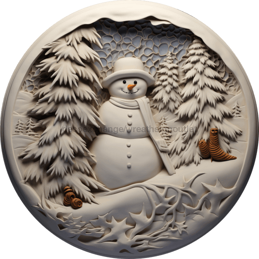 Winter Sign, Snowman Sign, DCO-00508, Sign For Wreath, 10" Round Metal Sign - DecoExchange®