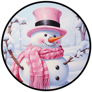 Winter Sign, Snowman Sign, DCO-00509, Sign For Wreath, 10" Round Metal Sign - DecoExchange®