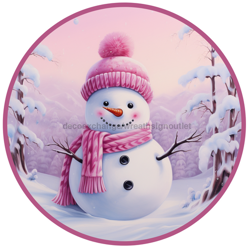 Winter Sign, Snowman Sign, DCO-00510, Sign For Wreath, 10" Round Metal Sign - DecoExchange®