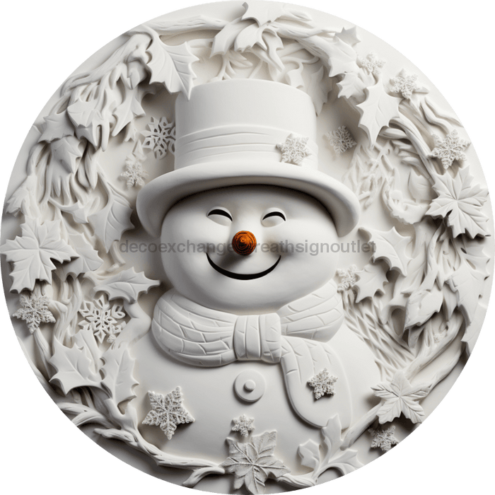 Winter Sign Snowman Dco-00615 For Wreath 10 Round Wood