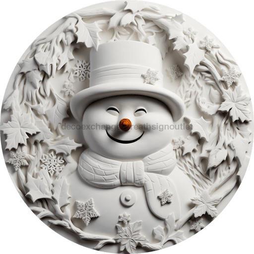 Winter Sign Snowman Dco-00615 For Wreath 12 Round Metal Metal