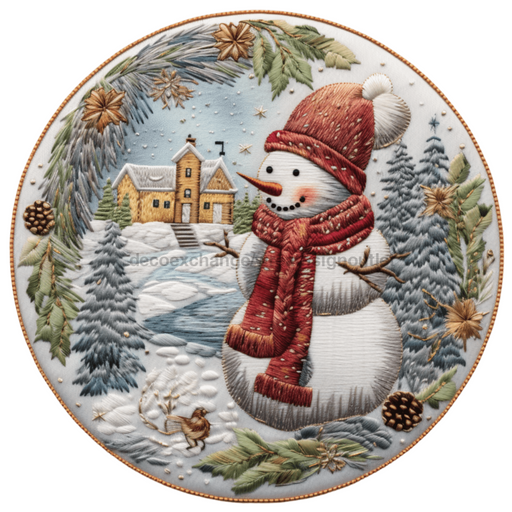 Winter Sign Snowman Decoe-4861 10 Metal Round