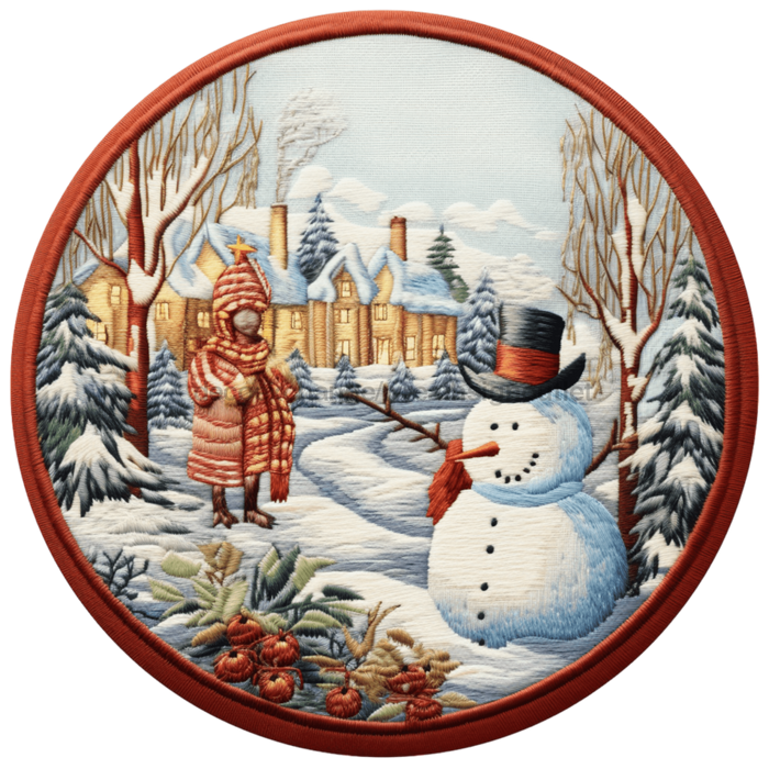 Winter Sign Snowman Decoe-4871 10 Metal Round