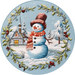 Winter Sign Snowman Scene Decoe-4876 10 Metal Round