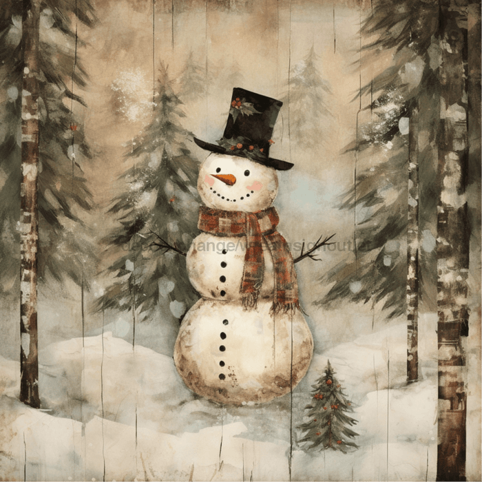 Winter Sign Snowman Vintage Oaw-0008 For Wreath 10X10 Metal