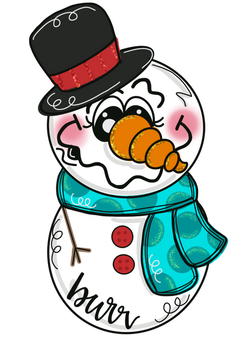 Winter Snowman Door Hanger Mj-W-00042 22’ Wood
