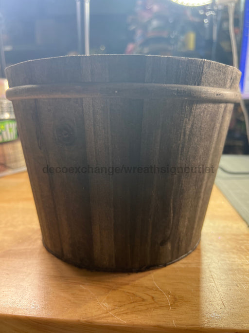 Wood 6’’ Pot Cover Brown Wash 544630 Container