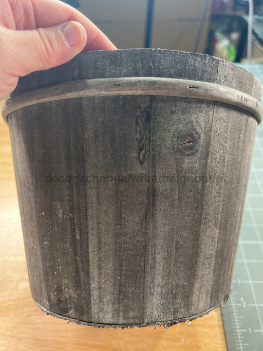 Wood 6’’ Pot Cover Brown Wash 544630 Container