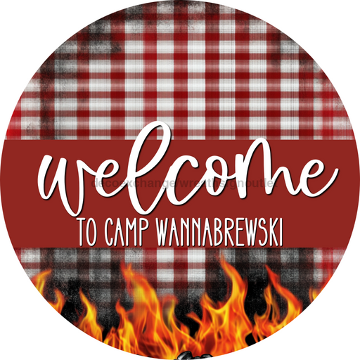 Wooden Fathers Day Camp Wannabrewski Door Hanger, DCO-13693-DH, 18in Wood Sign