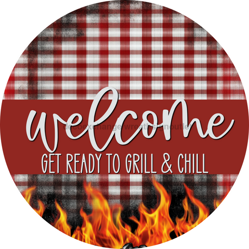 Wooden Fathers Day Grill and Chill Door Hanger, DCO-13690-DH, 18in Wood Sign