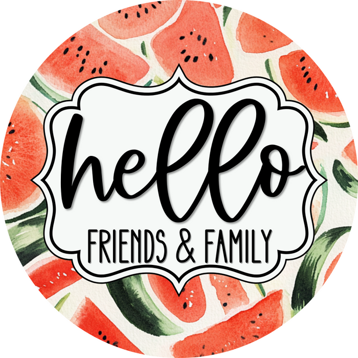Wooden Watermelon Hello Door Hanger, DCO-13689-DH, 18in Wood Sign
