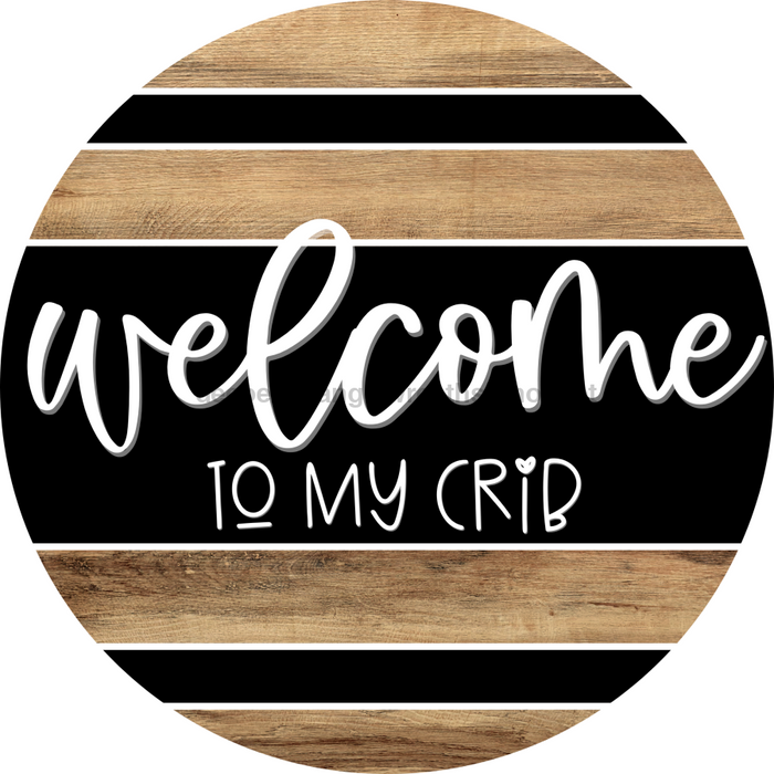 Wooden Welcome Door Hanger, Crib, DCO-13715-DH, 18in Wood Sign