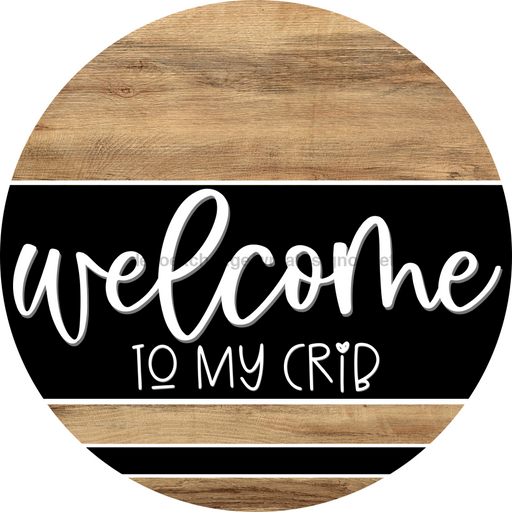 Wooden Welcome Door Hanger, Crib, DCO-13722-DH, 18in Wood Sign