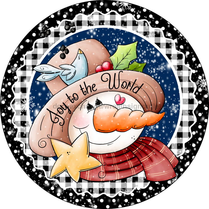 Wreath Sign, 10" Round Vinyl Decal - Star Snowman Black/White - DECOE-088, DecoExchange, Sign For Wreaths - DecoExchange