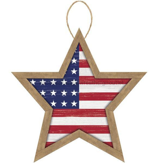 Wreath Sign, 12"Lx11.75"H Mdf Stars And Stripes Sign Red/White/Blue AP8705, DecoExchange, Sign For Wreath - DecoExchange
