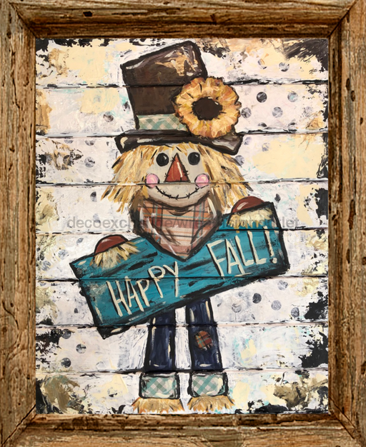 Wreath Sign, 8x10 Framed Scarecrow Happy Fall, Fall Sign, CH-014, DecoExchange, Sign For Wreaths - DecoExchange