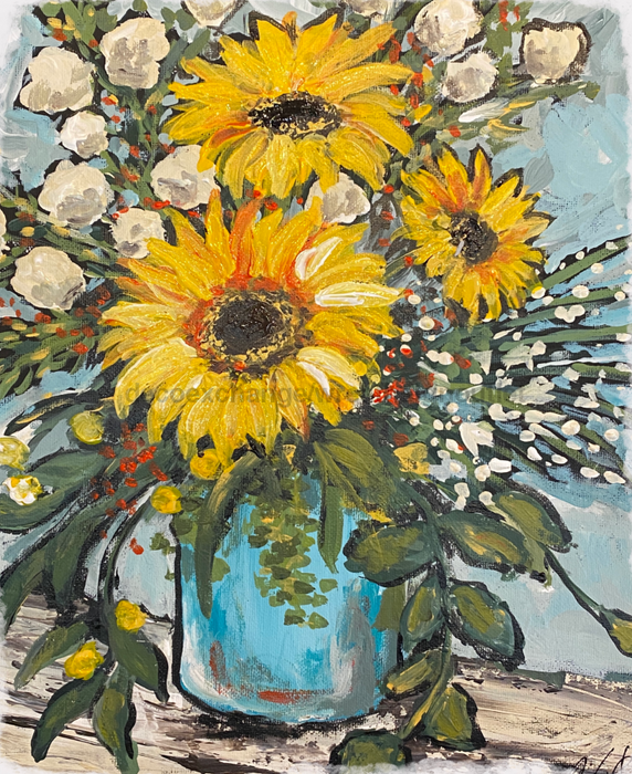 Wreath Sign, 8x10" Sunflowers, Metal Sign, CH-005, Sign For Wreath, DecoExchange - DecoExchange