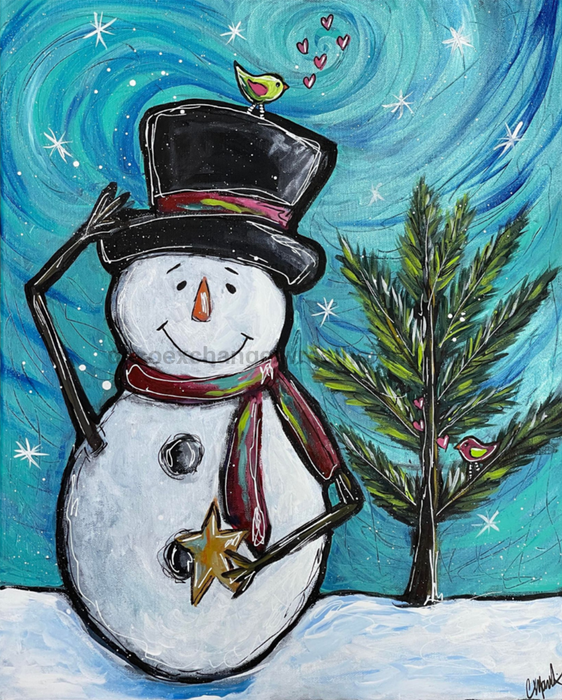 Wreath Sign, 8x10" Winter Sign, Snowman Sign, Metal Sign, CH-020, Sign For Wreath, DecoExchange - DecoExchange