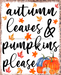 Wreath Sign, Autumn Leaves and Pumpkins, Autumn Sign, 8"x10" Metal Sign DECOE-991, DecoExchange, Sign For Wreaths - DecoExchange