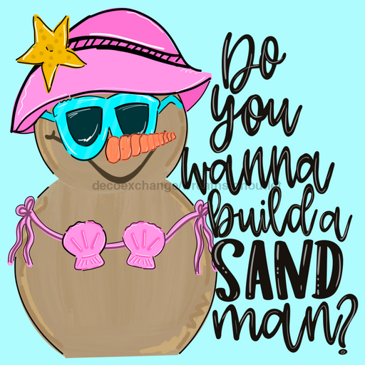 Wreath Sign, Beach Christmas, Build A Sandman, Christmas Sign, 10"x10" Metal Sign, DECOE-947, Sign For Wreath, DecoExchange - DecoExchange