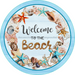 Wreath Sign, Beach Sign, Welcome To The Beach, 10" Round Metal Sign DECOE-819, Sign For Wreath, DecoExchange - DecoExchange