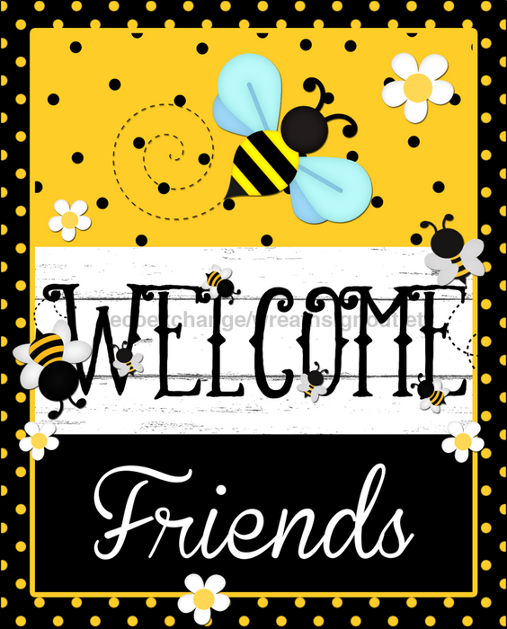 Wreath Sign, Bee Summer Sign, 8x10" Metal Sign, DECOE-547, DecoExchange, Sign For Wreath - DecoExchange