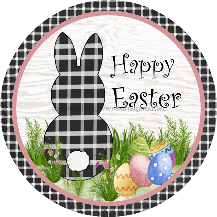 Wreath Sign, Black and White Easter, Round Easter Sign, DECOE-521, Sign For Wreath, DecoExchange - DecoExchange
