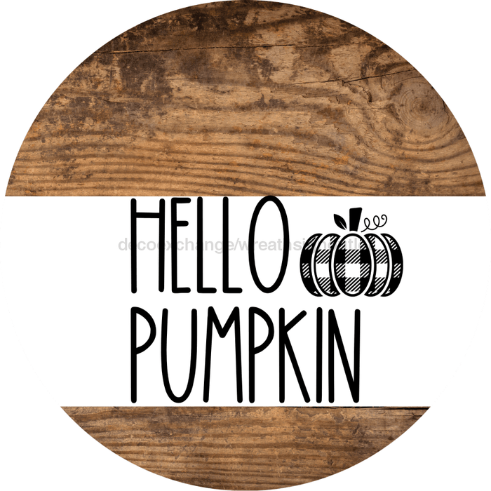 Wreath Sign Black And White Fall Hello Pumpkin Decoe-2347 For Round 18 Wood