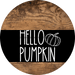 Wreath Sign Black And White Fall Hello Pumpkin Decoe-2348 For Round 10 Metal