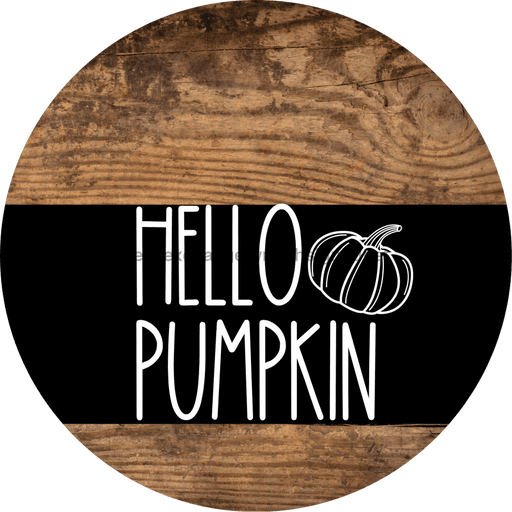 Wreath Sign Black And White Fall Hello Pumpkin Decoe-2348 For Round 18 Wood