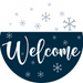 Wreath Sign, Blue Winter Welcome, Christmas Sign, 10" Round, Metal Sign, DECOE-565, DecoExchange, Sign For Wreath - DecoExchange