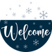 Wreath Sign, Blue Winter Welcome, Christmas Sign, 10" Round, Metal Sign, DECOE-565, DecoExchange, Sign For Wreath - DecoExchange