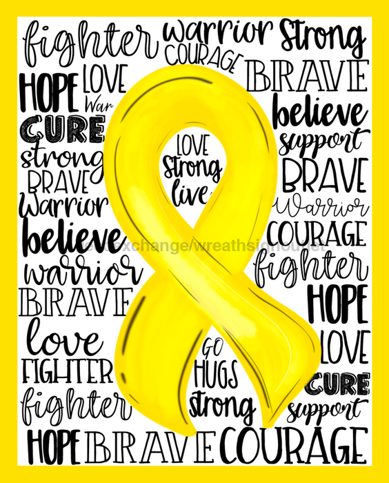 Wreath Sign, Bone Cancer Awareness Sign, 8x10" Metal Sign DECOE-906, Sign For Wreath, DecoExchange - DecoExchange