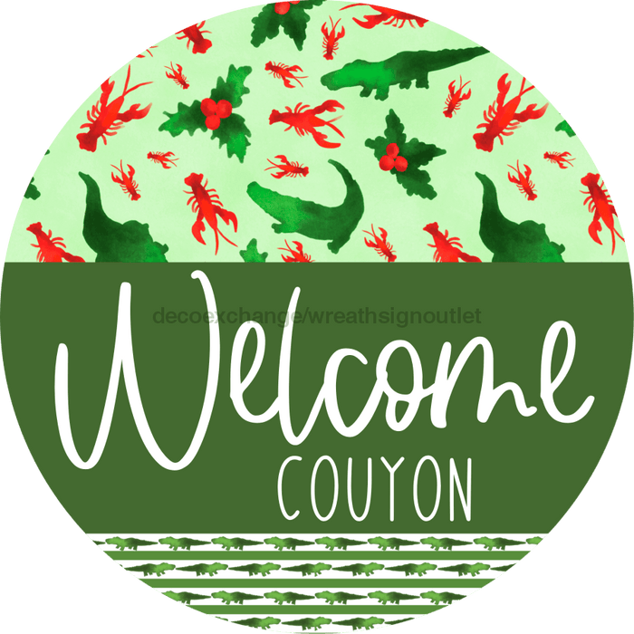 Wreath Sign Cajun Christmas Welcome Couyon Gift Decoe-2639 For Round Decoexchange