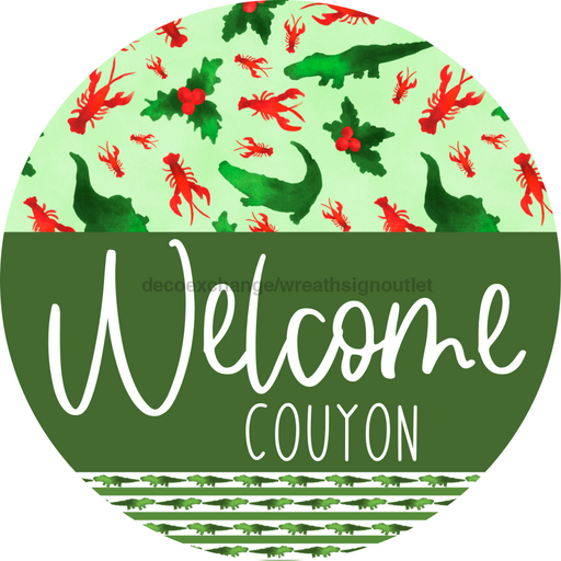 Wreath Sign Cajun Christmas Welcome Couyon Gift Decoe-2639 For Round Decoexchange