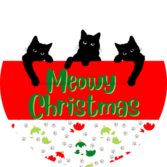 Wreath Sign, Cat Sign, Christmas Sign, Funny Cat Sign, DECOE-2122, Sign For Wreath, Round Sign, DecoExchange - DecoExchange®