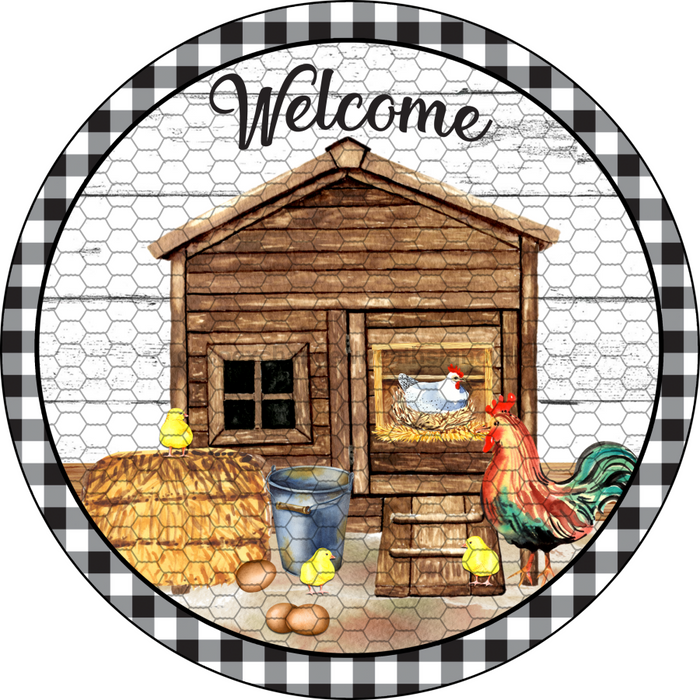 Wreath Sign, Chicken Sign, Farmhouse Sign, Welcome Sign, DECOE-524, Sign For Wreath, DecoExchange - DecoExchange