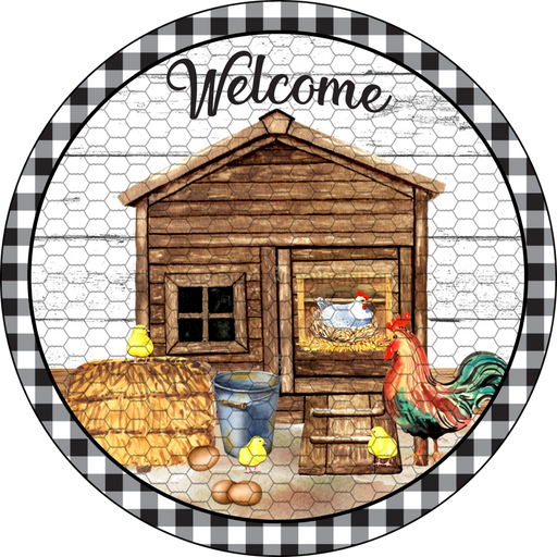 Wreath Sign, Chicken Sign, Farmhouse Sign, Welcome Sign, DECOE-524, Sign For Wreath, DecoExchange - DecoExchange
