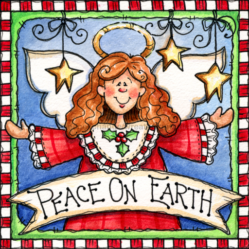 Wreath Sign, Christmas Angel 10"x10" Metal Sign DECOE-227, Sign For Wreath, DecoExchange - DecoExchange