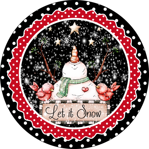 Wreath Sign, Christmas Sign, Black Snowman Looking Up, 18" Wood Round,  Sign, DECOE-126, DecoExchange, Sign For Wreath