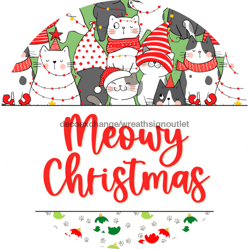 Wreath Sign Christmas Wreath Sign Cat Decoe-2396 For Round 12 metal